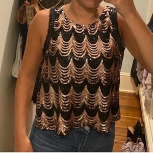 FREE WITH PURCHASE L8ter Black and Gold Sequin Tank Top